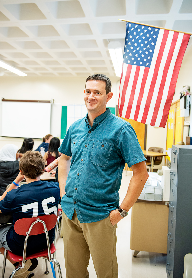 history teacher Andrew Swan of the Newton Bigelow Middle School for the Boston Globe Magazine education issue