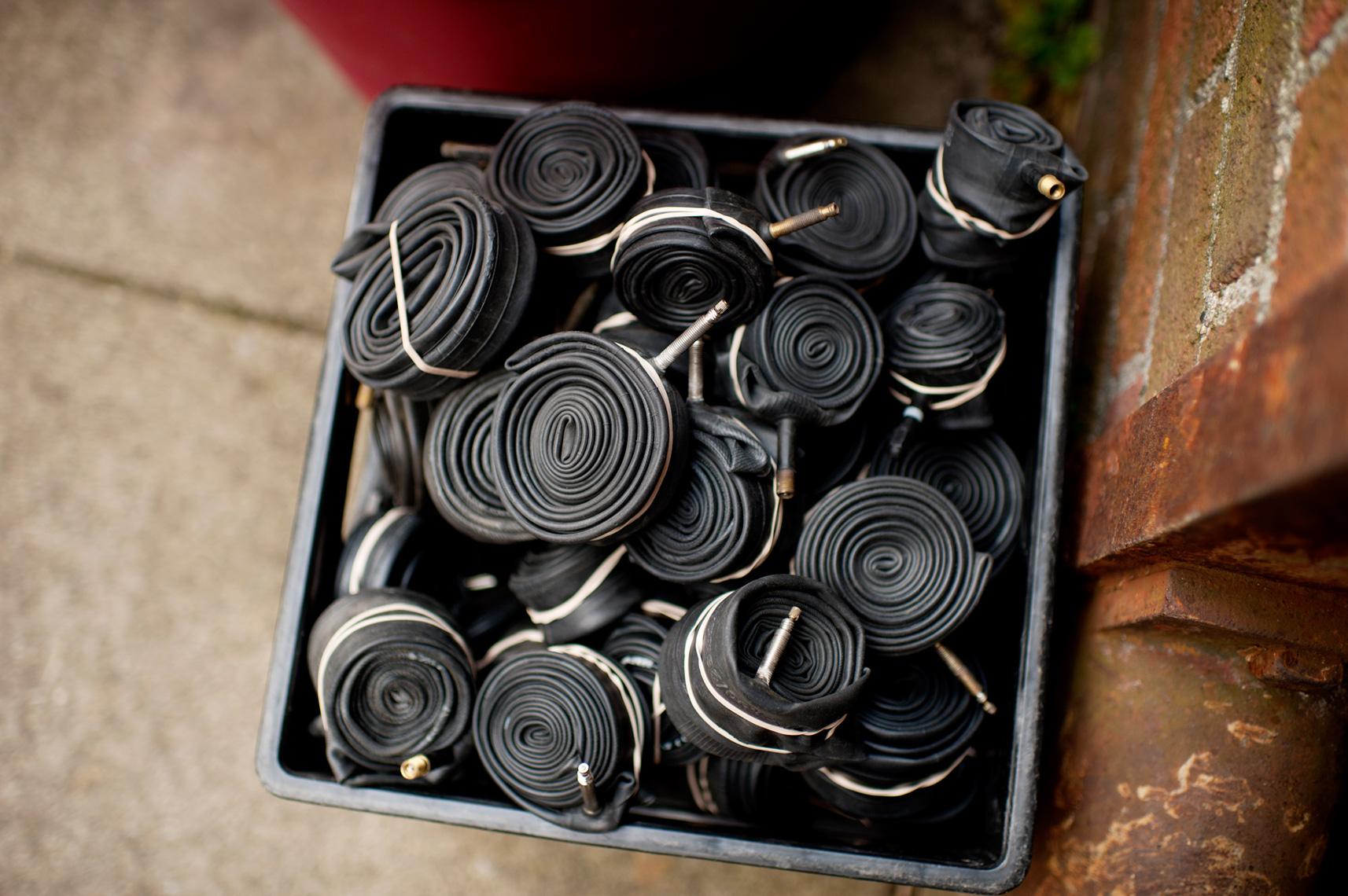 used donated inner tubes for use in pedal powered machines in third world countries