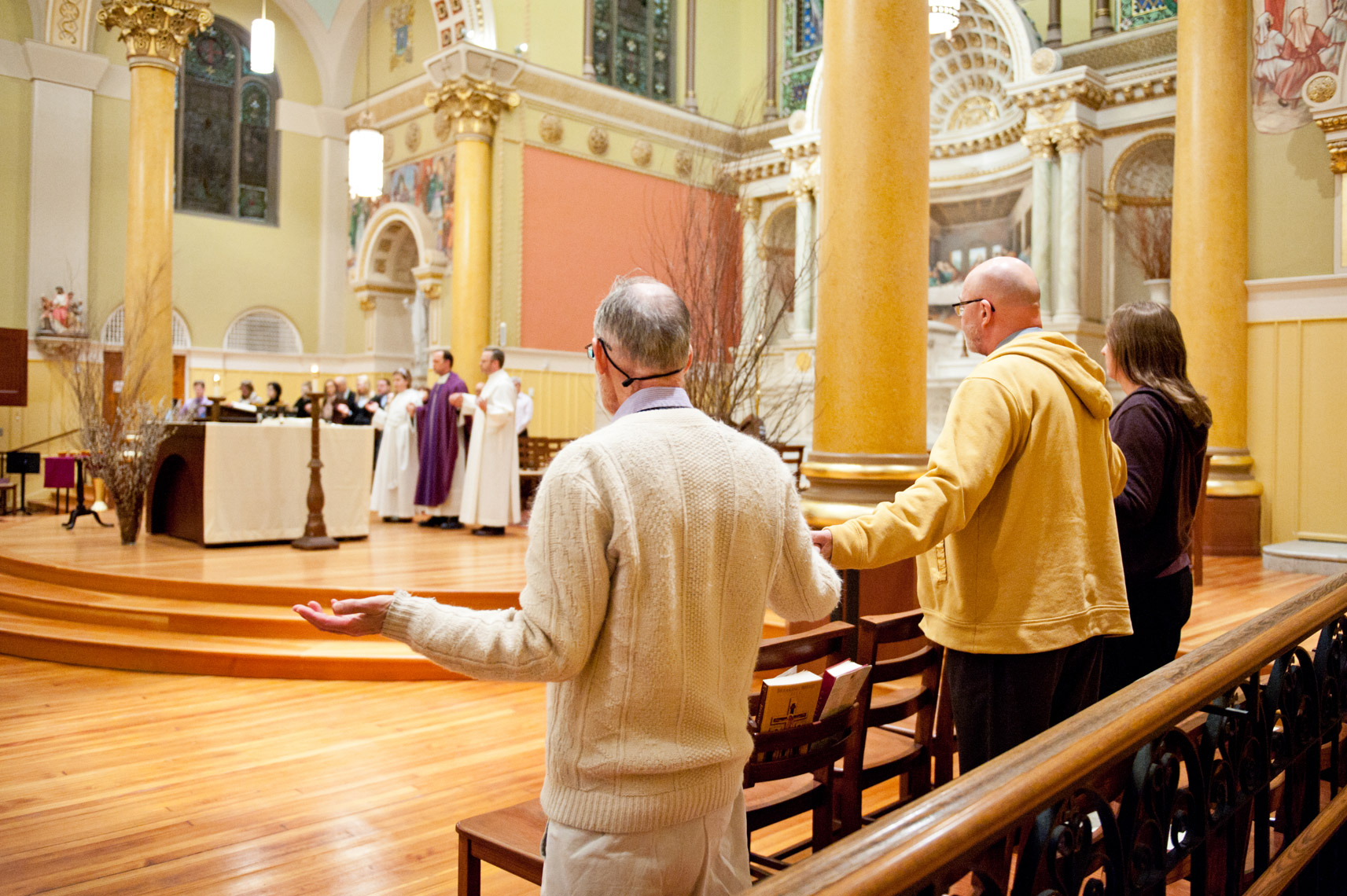 parishioners observing  Ash Wednesday  in St. Cecilia Parish  Boston