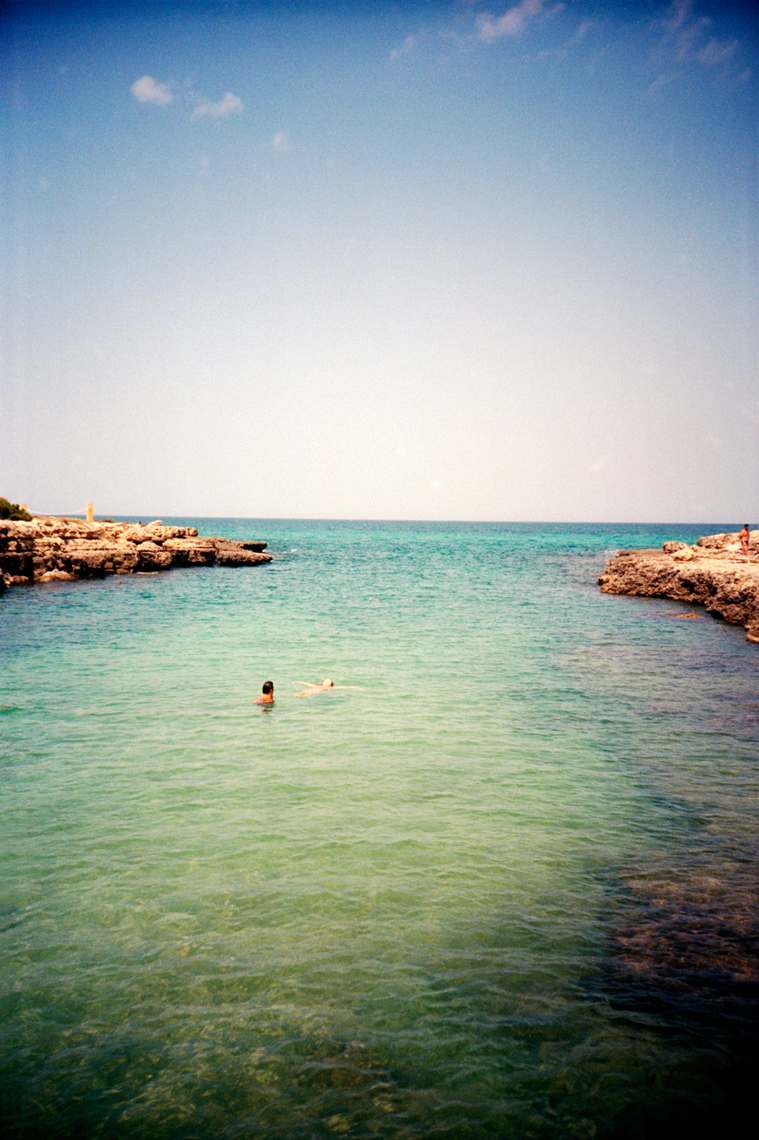 swimming in Protetta Torre Guaceto along Adriatic Coast in Puglia