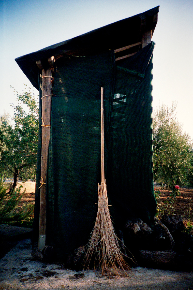 shed with handmade broom on Trullo in Apulia