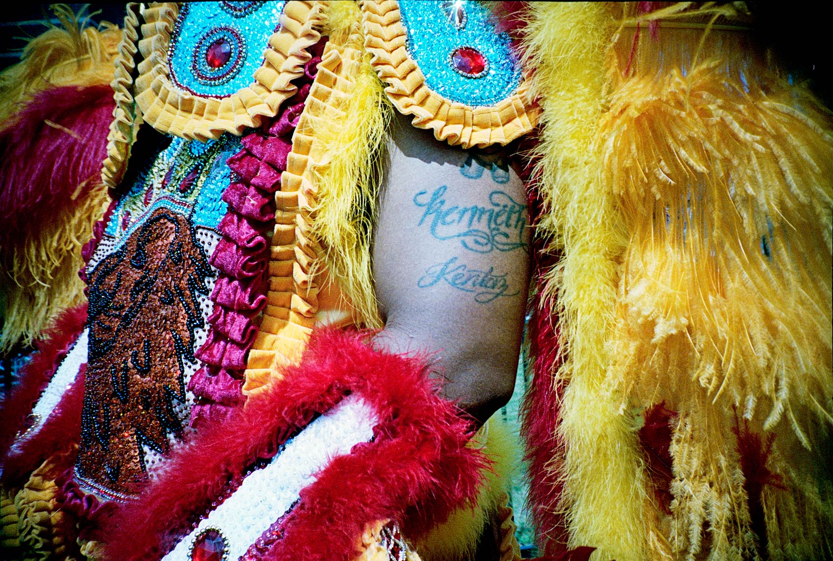 portrait "Big Chief" in Super Sunday Mardi Gras Parade