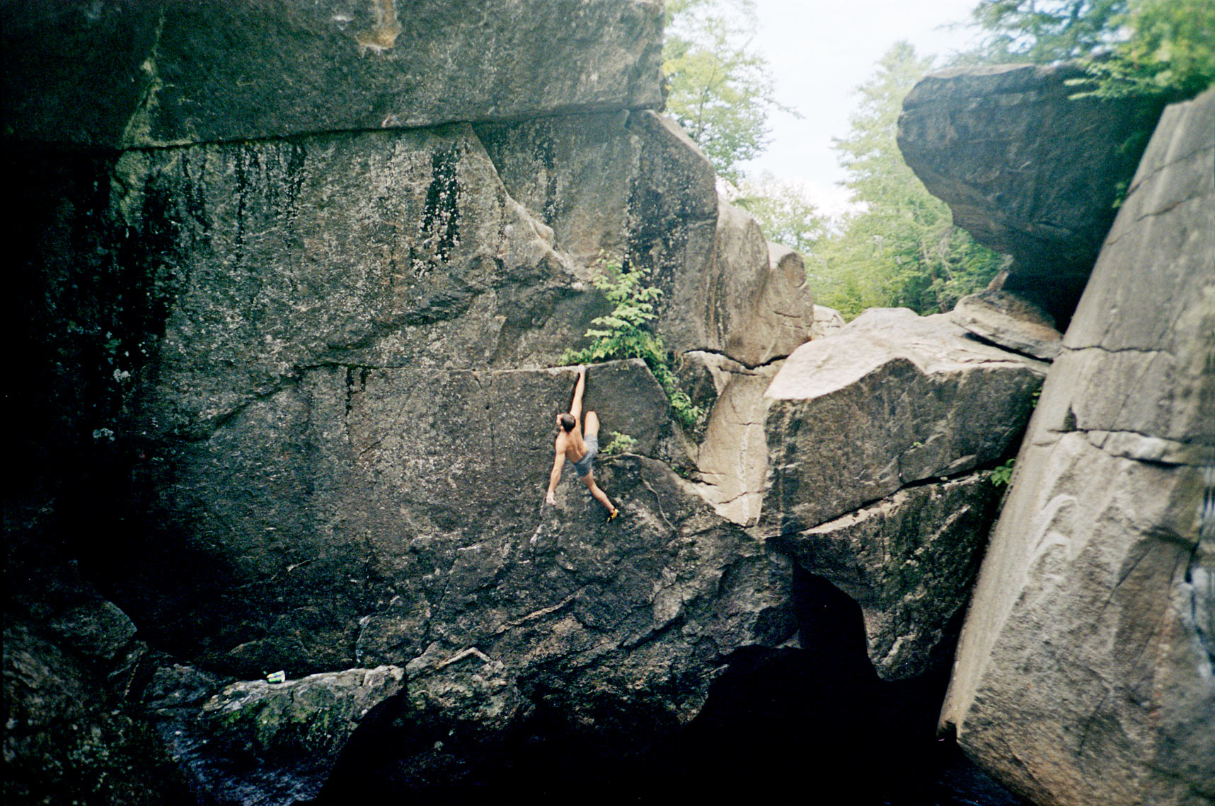 deep water soloing over the Lost River near Lost River Gorge Woodstock NH