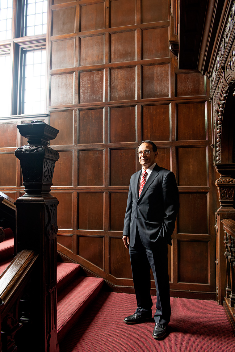 portrait UMASS chancellor Kumble Subbaswamy for Boston Globe Sunday Magazine