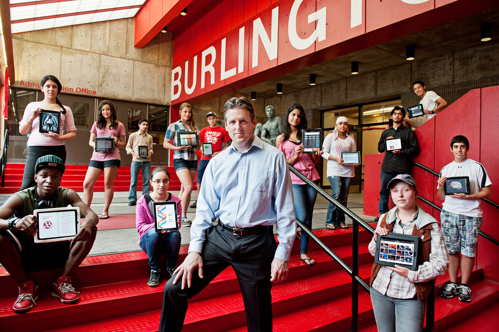 Principle Patrick Larkin at Burlington High School for THE Magazine by Webb Chappell Photography