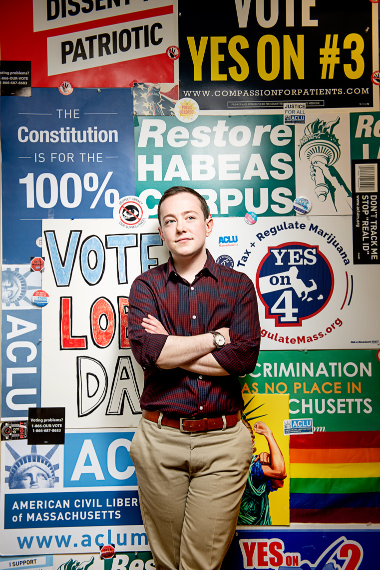 portrait of Aaron Wolfson Digital Communications Manager for the ACLU for Simmons College Magazine